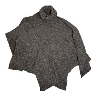 Doncaster Wool Turtleneck Pancho Charcoal Gray women's OS Mobwife Old Money Cozy